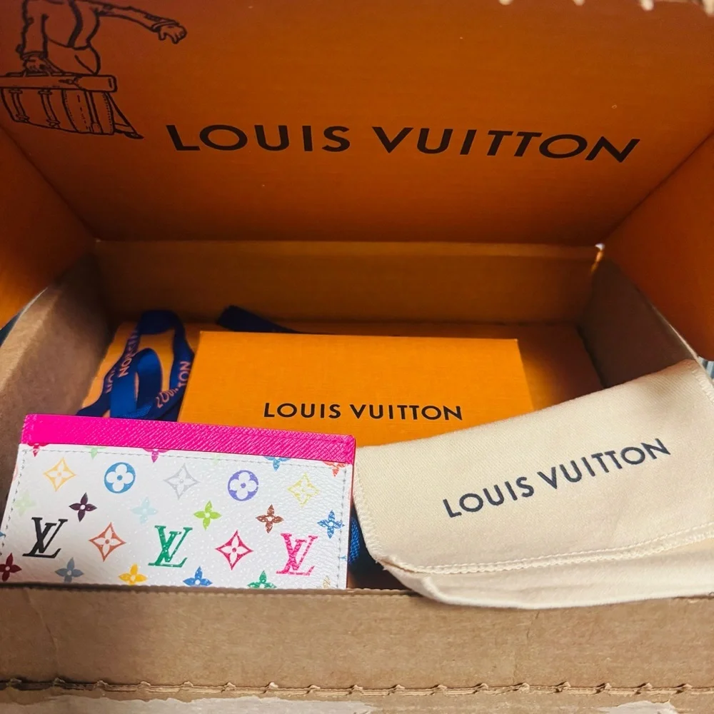 Louis Vuitton Murakami multicolor White and Pink Card Holder New in box